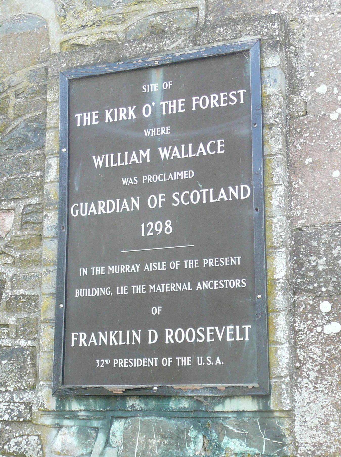 Plaque outside Auld Kirk, Selkirk